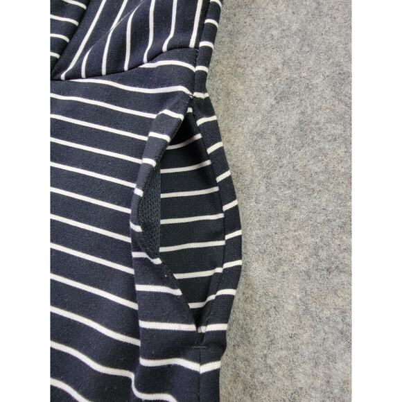 ExOfficio Dress Womens Medium Black White Stripe Keyhole Back Ponte Fit Flare - Picture 3 of 12